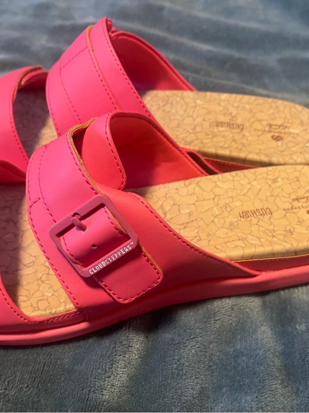 Clarks Shoes Women’s 12 Pink Sandals Step June Sun Slides Berry Leather